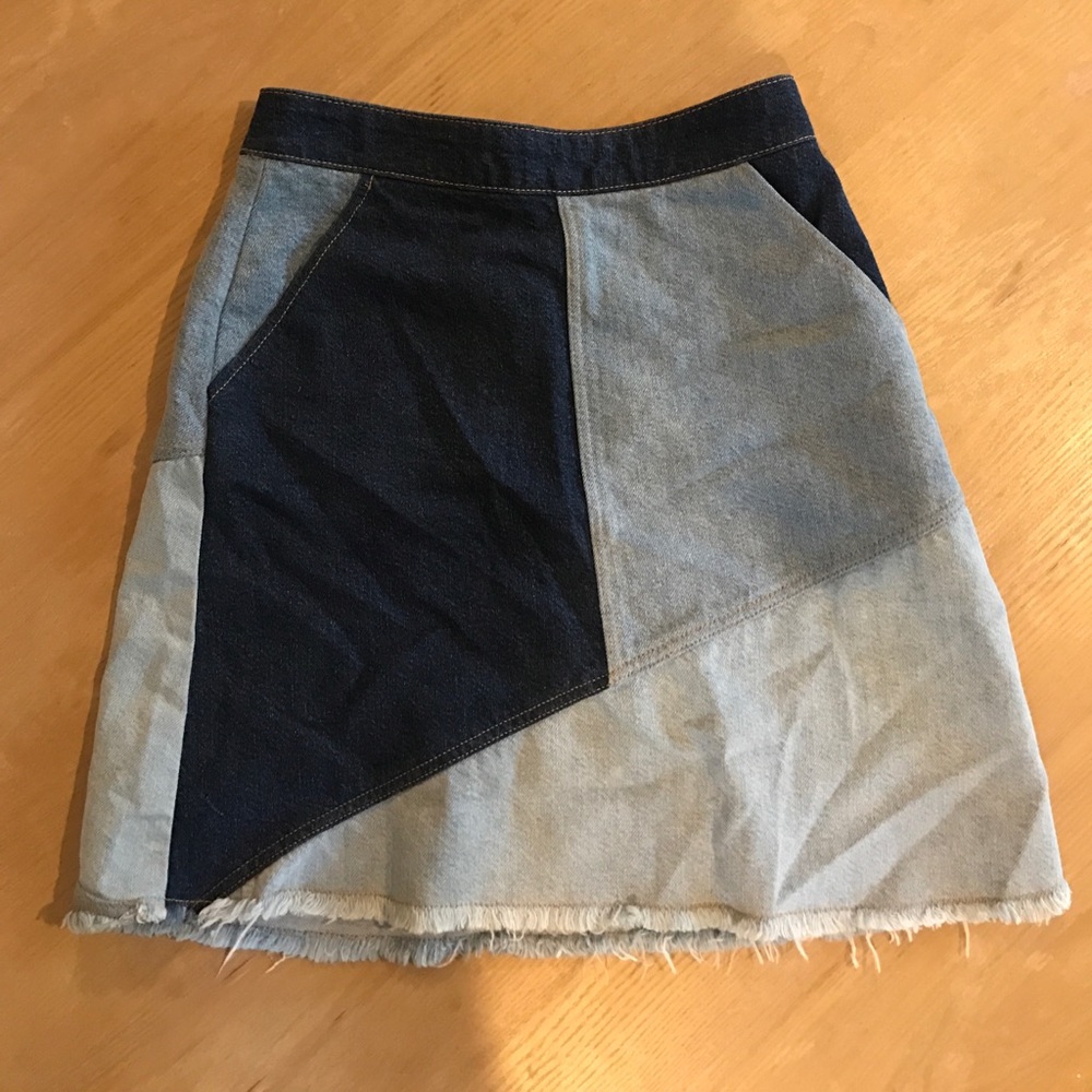 Zara Patchwork Denim Skirt