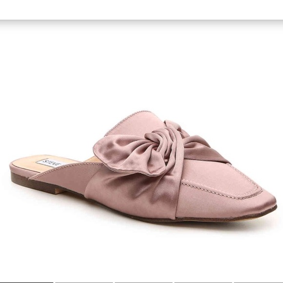 FIRM PRICE Steve Madden Blush Pink Satin Bow Mules - Picture 2 of 8