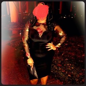 Black sequin dress gold and burgundy