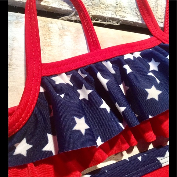 OP Red White Blue Star 3-6M Girls Bikini - Picture 2 of 6