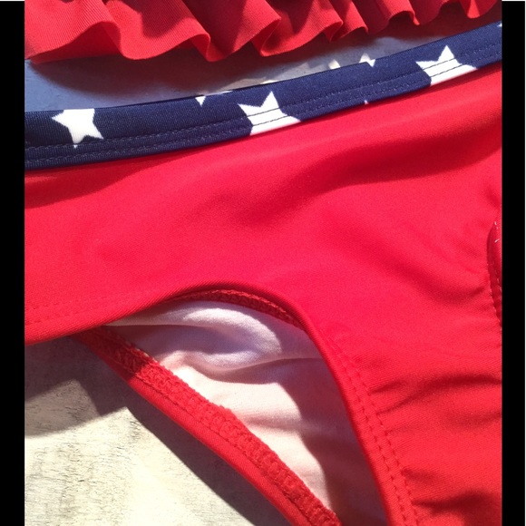 OP Red White Blue Star 3-6M Girls Bikini - Picture 3 of 6