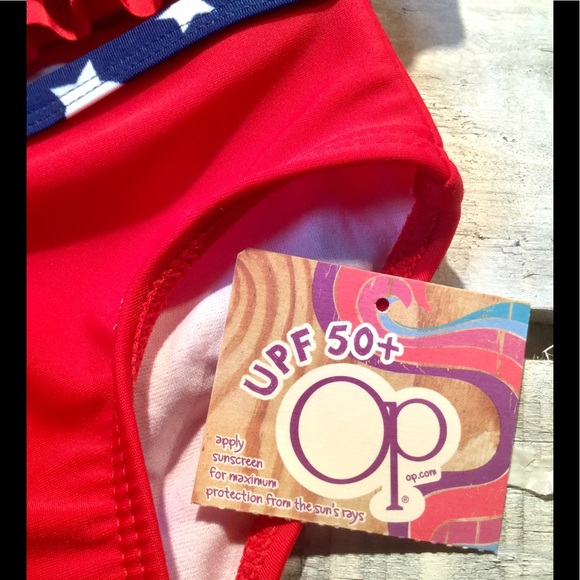 OP Red White Blue Star 3-6M Girls Bikini - Picture 4 of 6