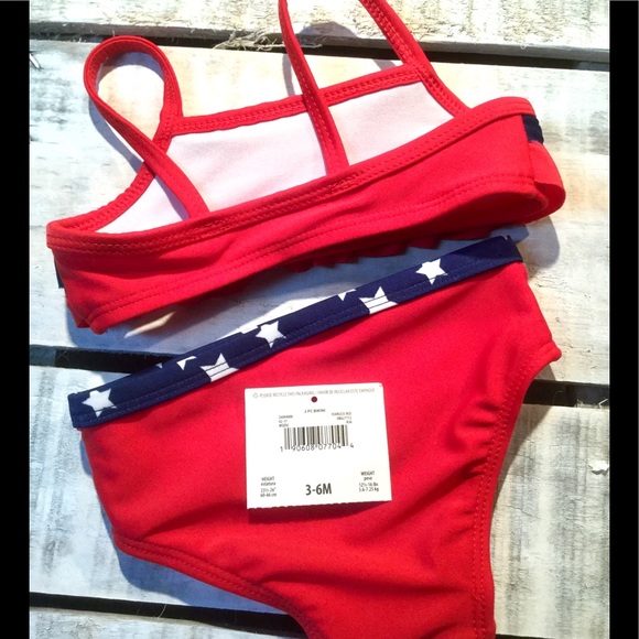 OP Red White Blue Star 3-6M Girls Bikini - Picture 5 of 6