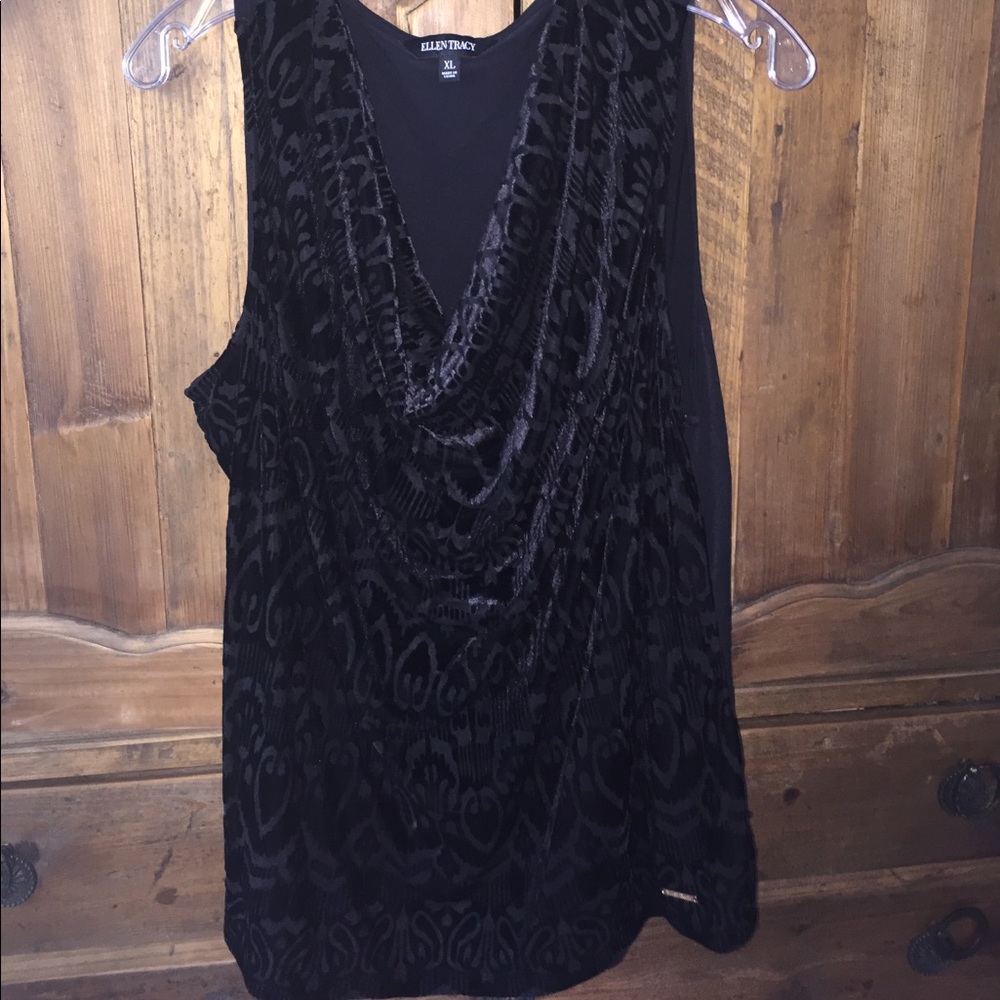 NWT Ellen Tracy Draped Velvet Tank XL