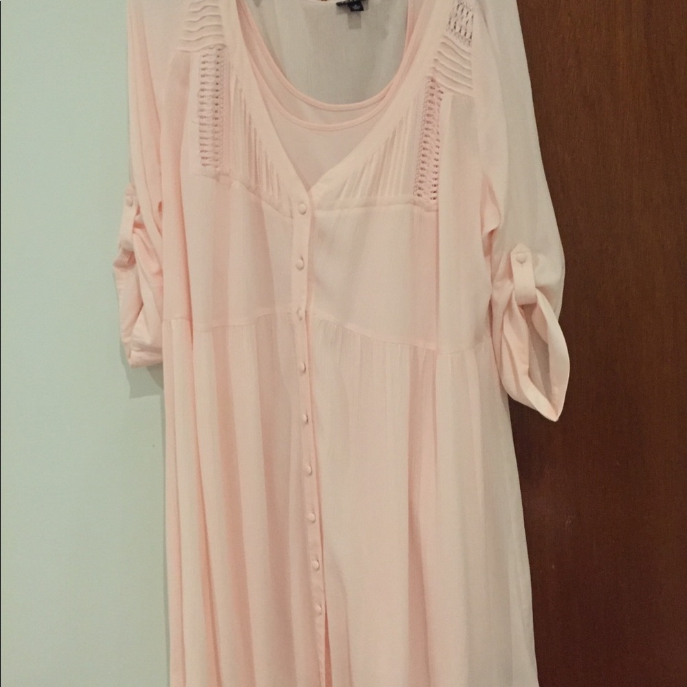 Torrid blush pink gauze shirt dress