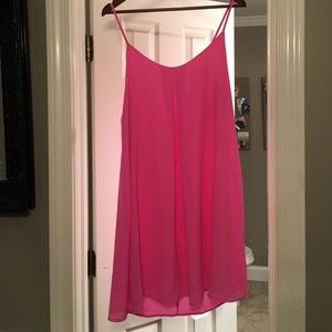 Hot pink dress with a lace up back