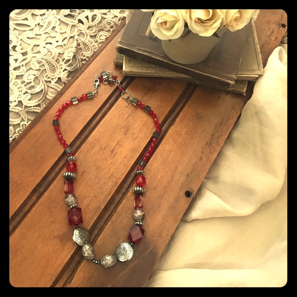 Beautiful Red and Silver Necklace