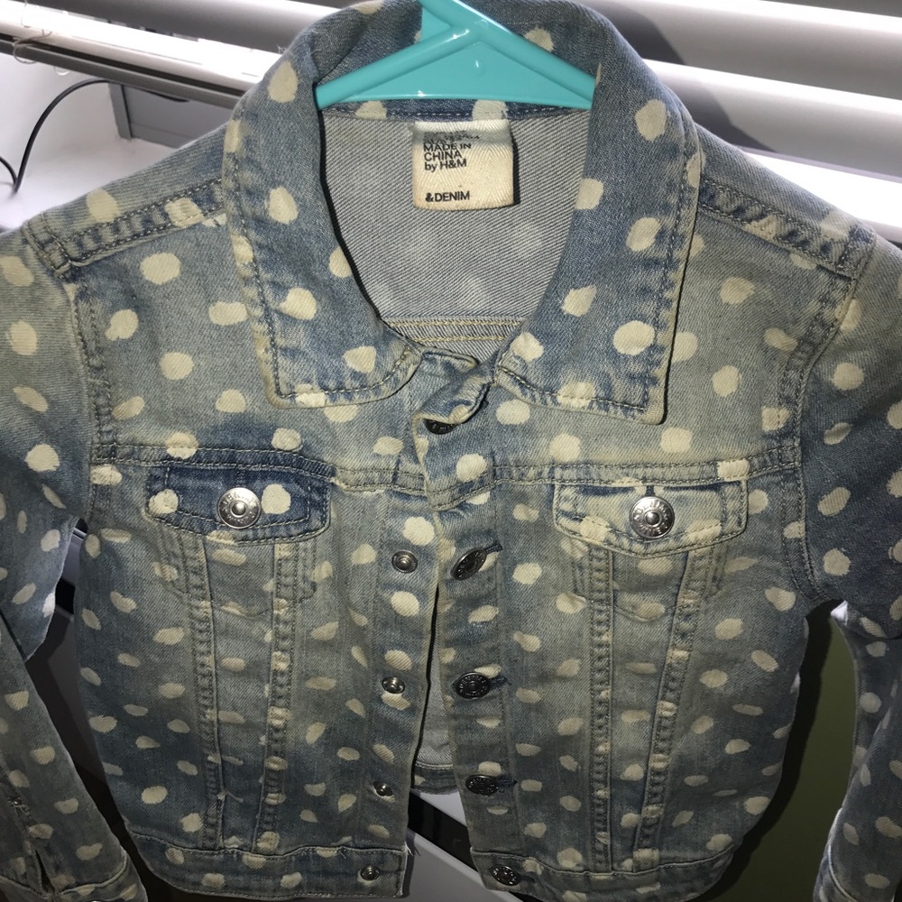 Girls Retro Polk a dot denim Jacket