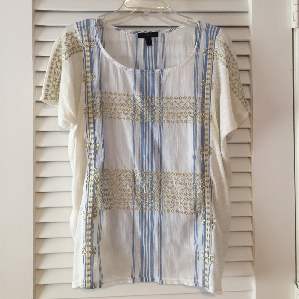 J crew white embroidered shirt.