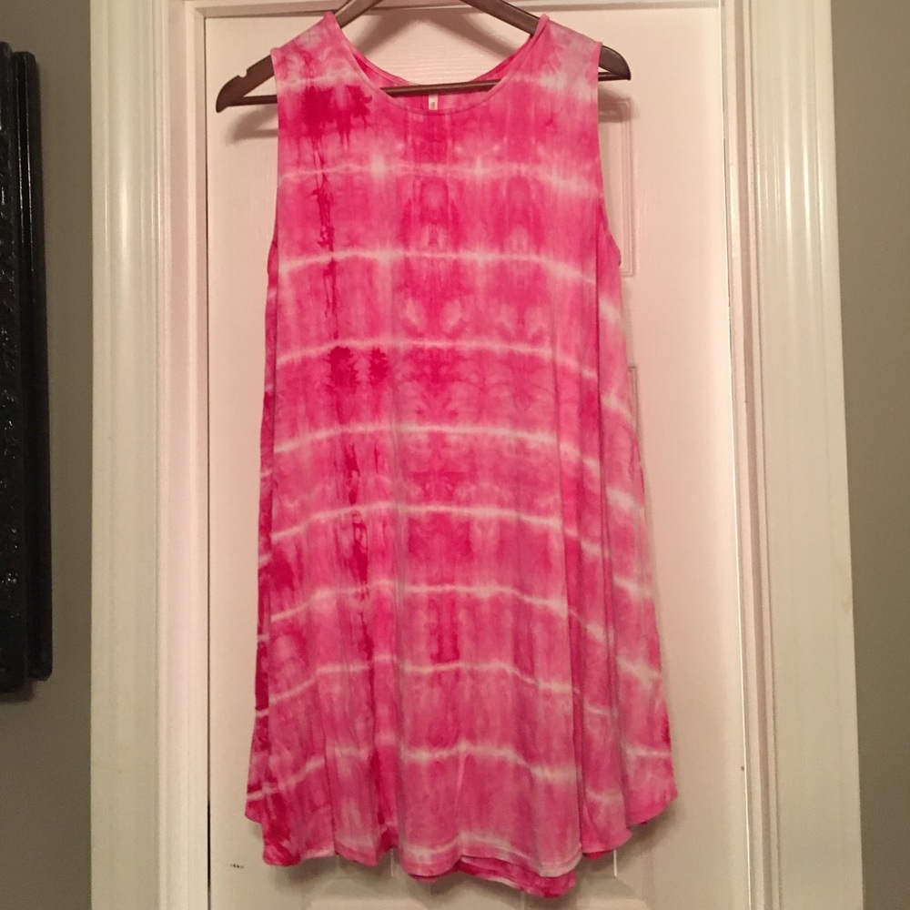 Hot pink tie dye tshirt dress