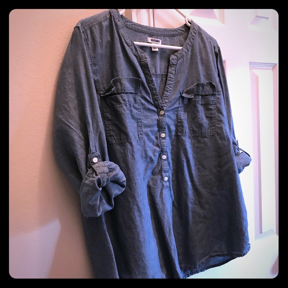 Old Navy Roll Tab Chambray Top