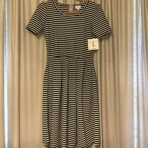 Lularoe Black And White Stripe Amelia Dress