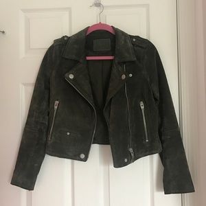 SLS Army Green Suede Moto Jacket