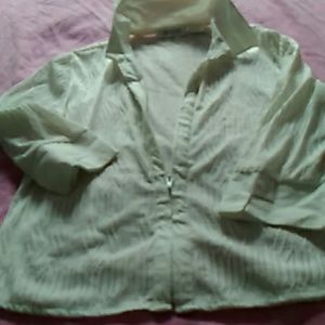 White sheer zipper top M