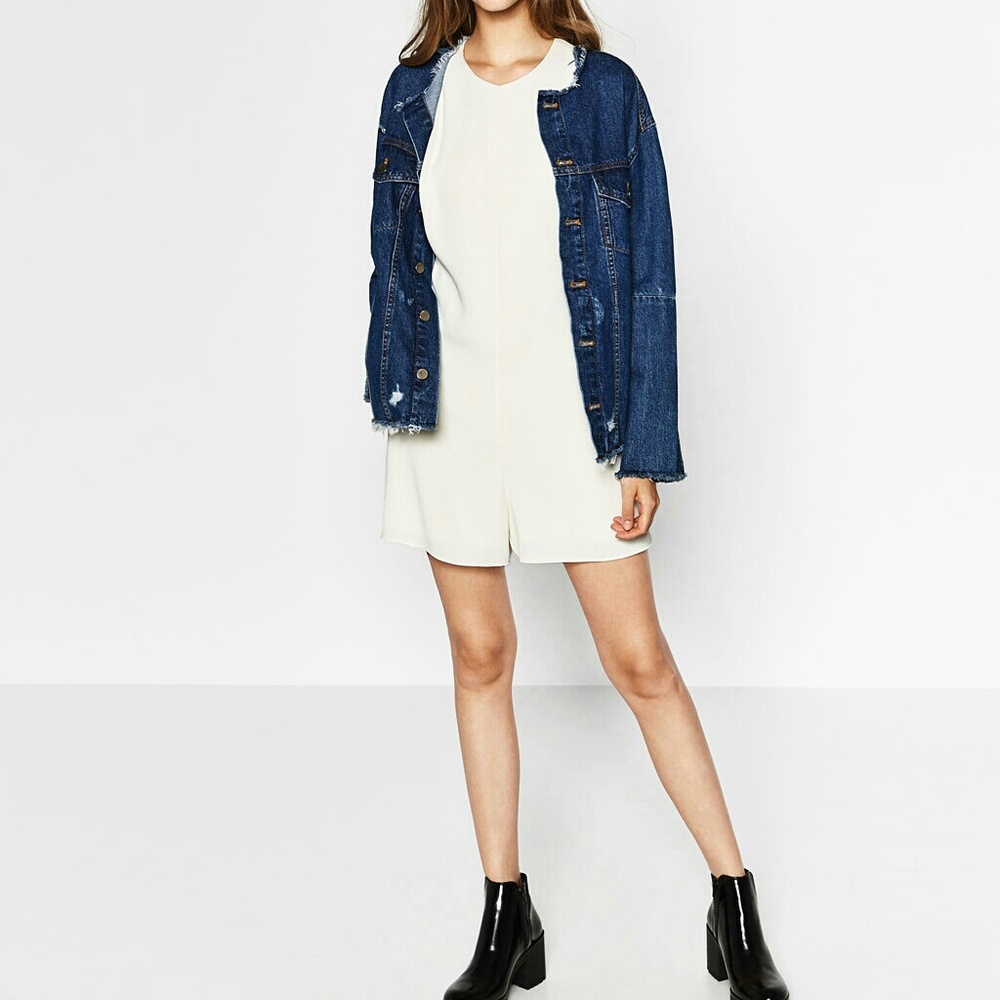 ZARA New Ecru Short Jumpsuit With Open Back - Picture 4 of 6