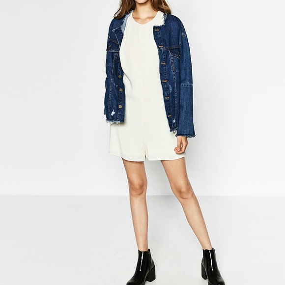 ZARA New Ecru Short Jumpsuit With Open Back - Picture 4 of 6