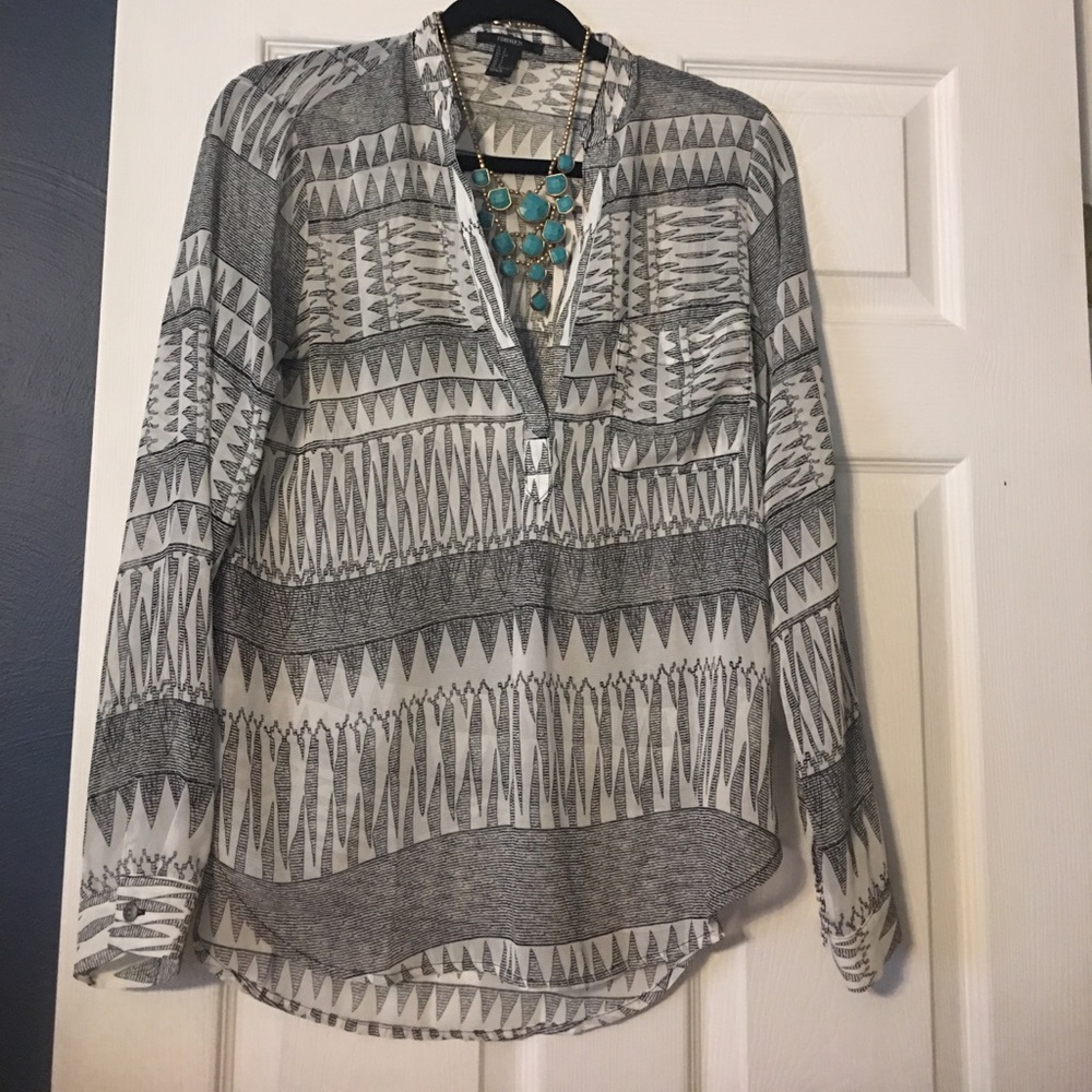 Forever 21 sheer blouse. Aztec pattern. Size small