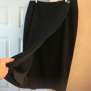 McNaughton Black Lined Long Aline Wrap Skirt Sz 16