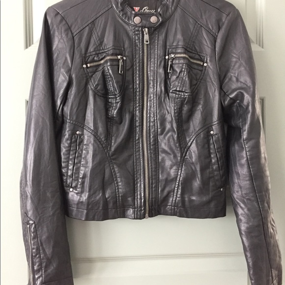 GUESS - Black leather jacket - Picture 2 of 5