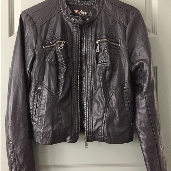 GUESS - Black leather jacket - Picture 4 of 5