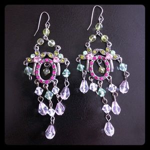 ⭐️ Beautiful pink/green chandelier earrings