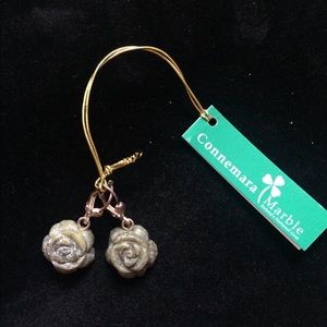 Marble rose sterling earrings