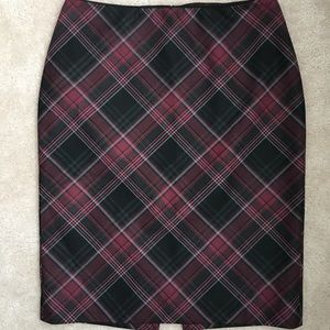 Red & Black Plaid Pencil Skirt