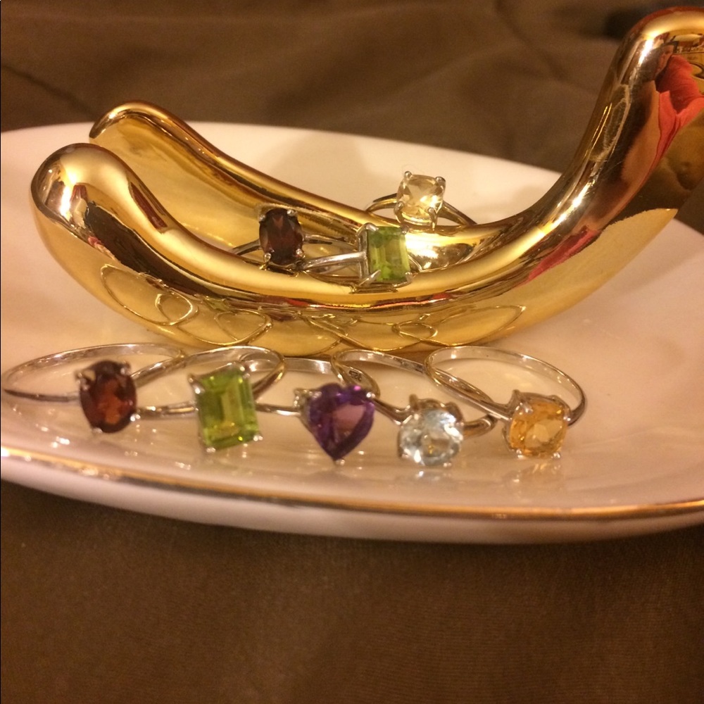 LOT 8 925 GEMSTONE STACKER RINGS