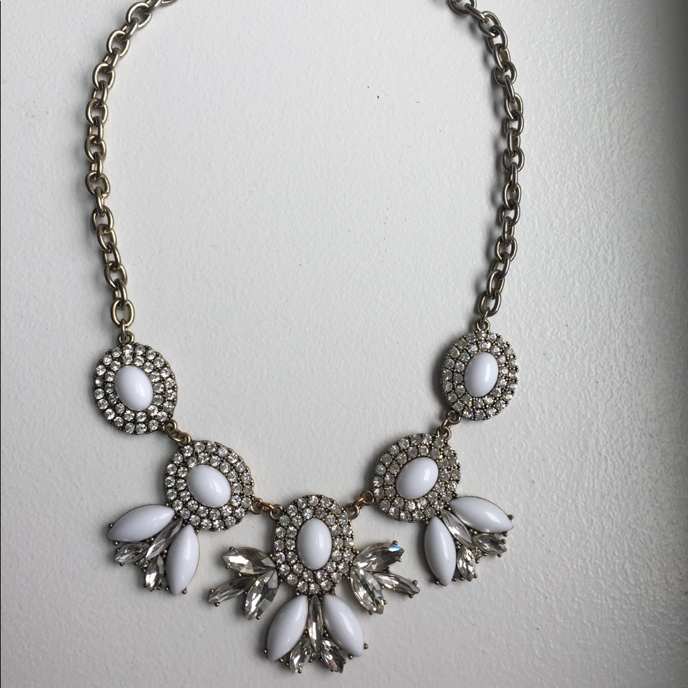 Jcrew statement necklace white and gold