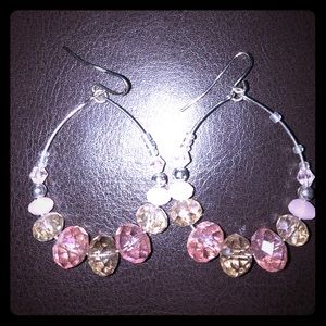 ⭐️ Chandelier earrings pink and brown