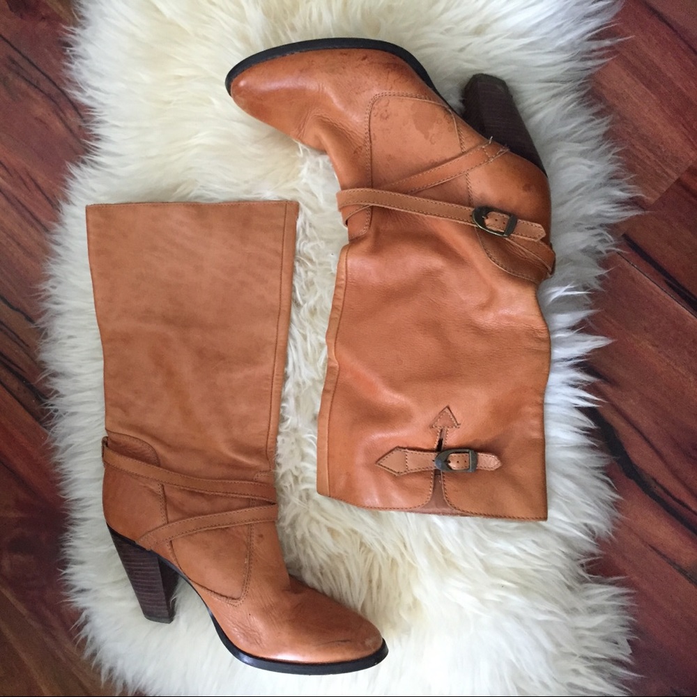 Urban Outfitters cognac heeled boots
