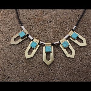 j. crew gold and turquoise statement necklace