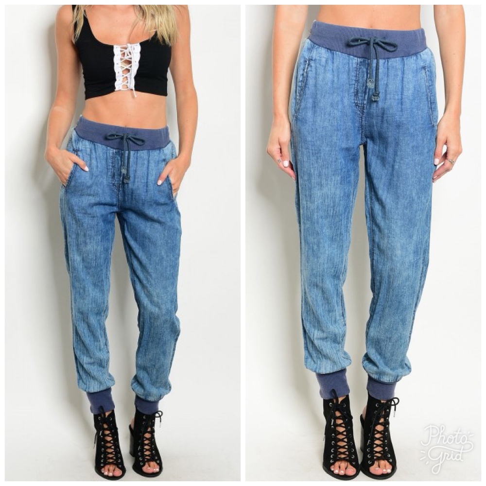 Denim Jogger Pants