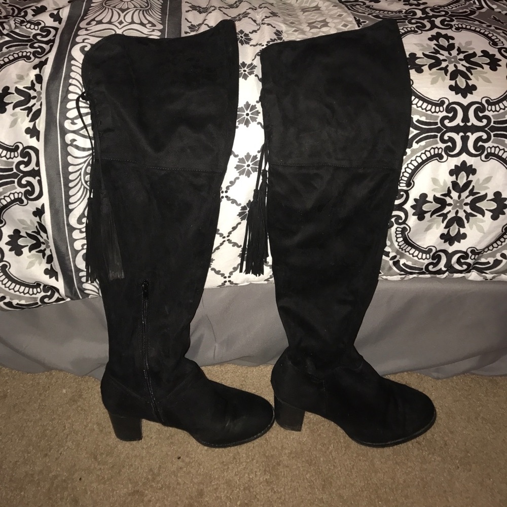Knee high suede boots