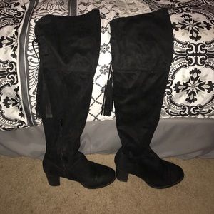 Knee high suede boots