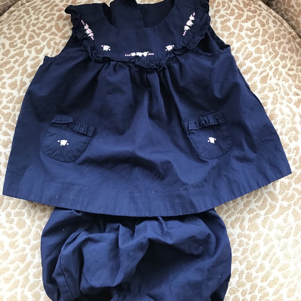 Janie and jack 0-3 month navy with roses dress