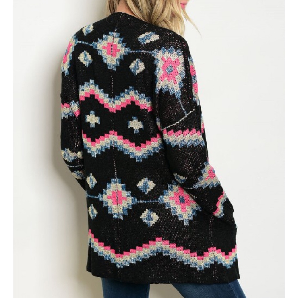 Aztec Print Cardigan Knit Sweater - Picture 2 of 2