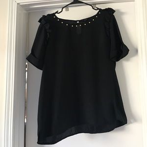 Black high/low blouse
