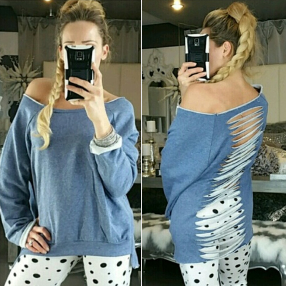 😘SOLD OUT😘 LAZOR CUT SWEATSHIRT - Picture 1 of 4