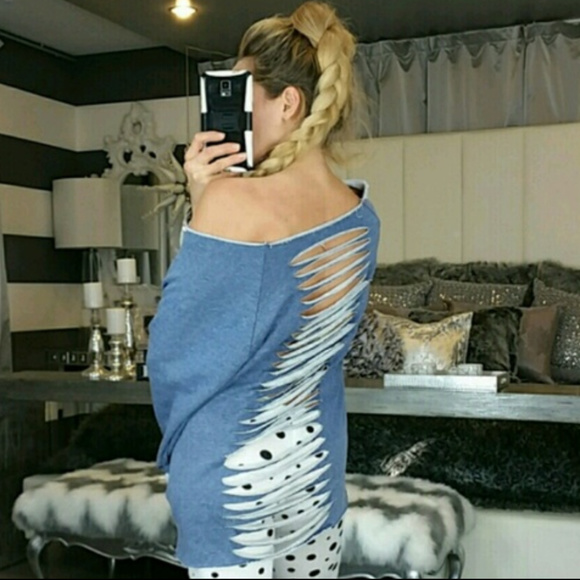 😘SOLD OUT😘 LAZOR CUT SWEATSHIRT - Picture 4 of 4