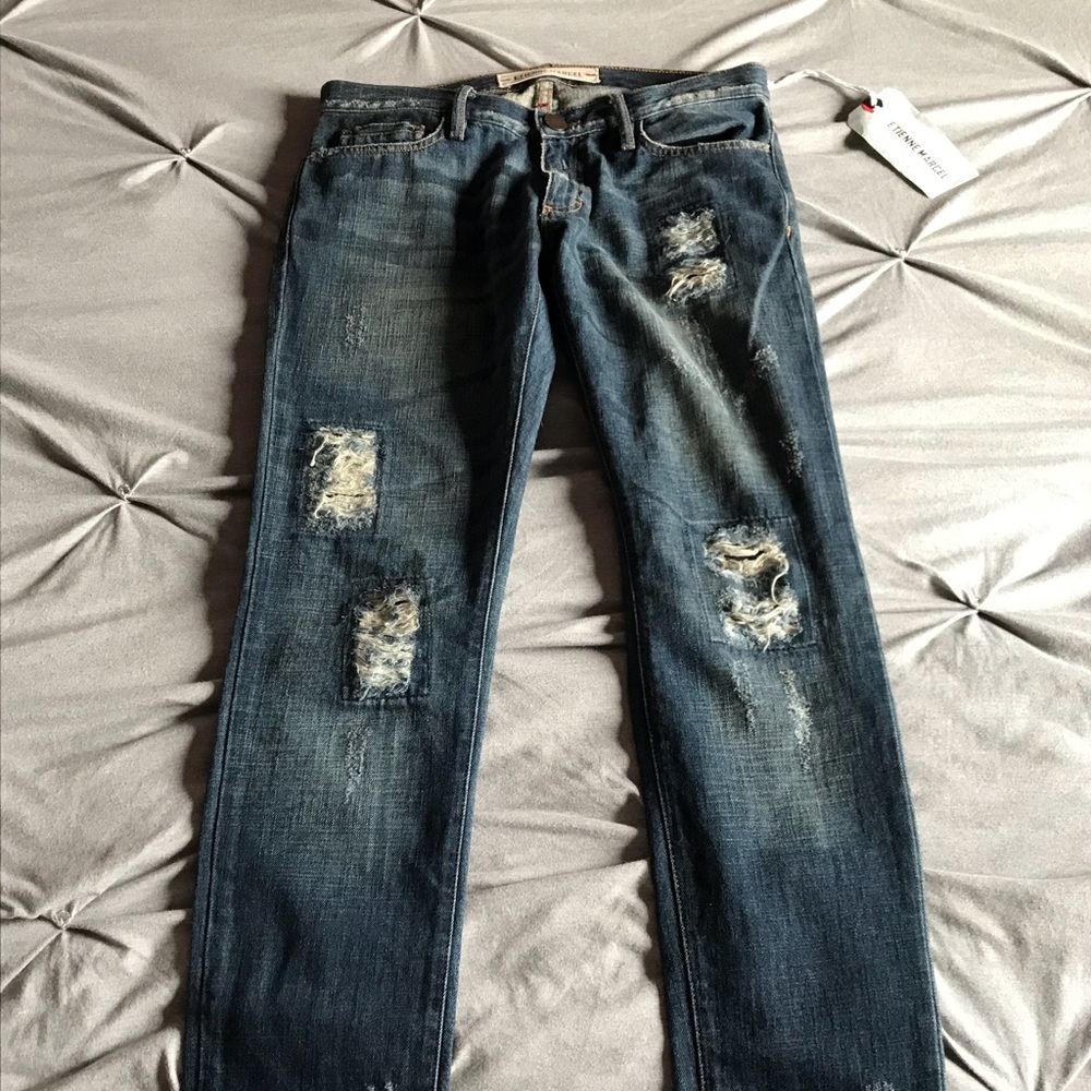 Brand New Etienne Marcel Distressed Boyfriend Jean