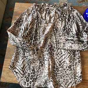 Rebecca Taylor size 2 gray cheetah blouse