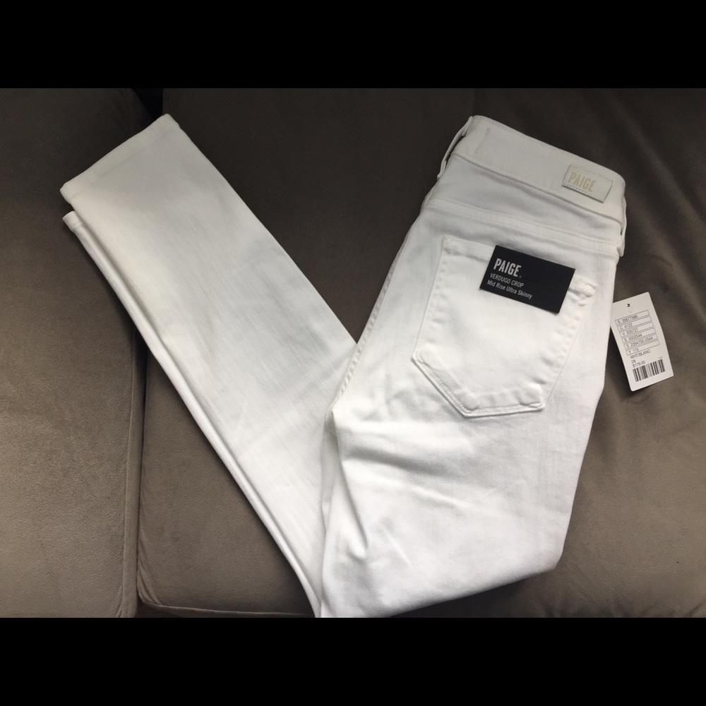 Paige Verdugo Crop Skinny Jeans in white size 28.