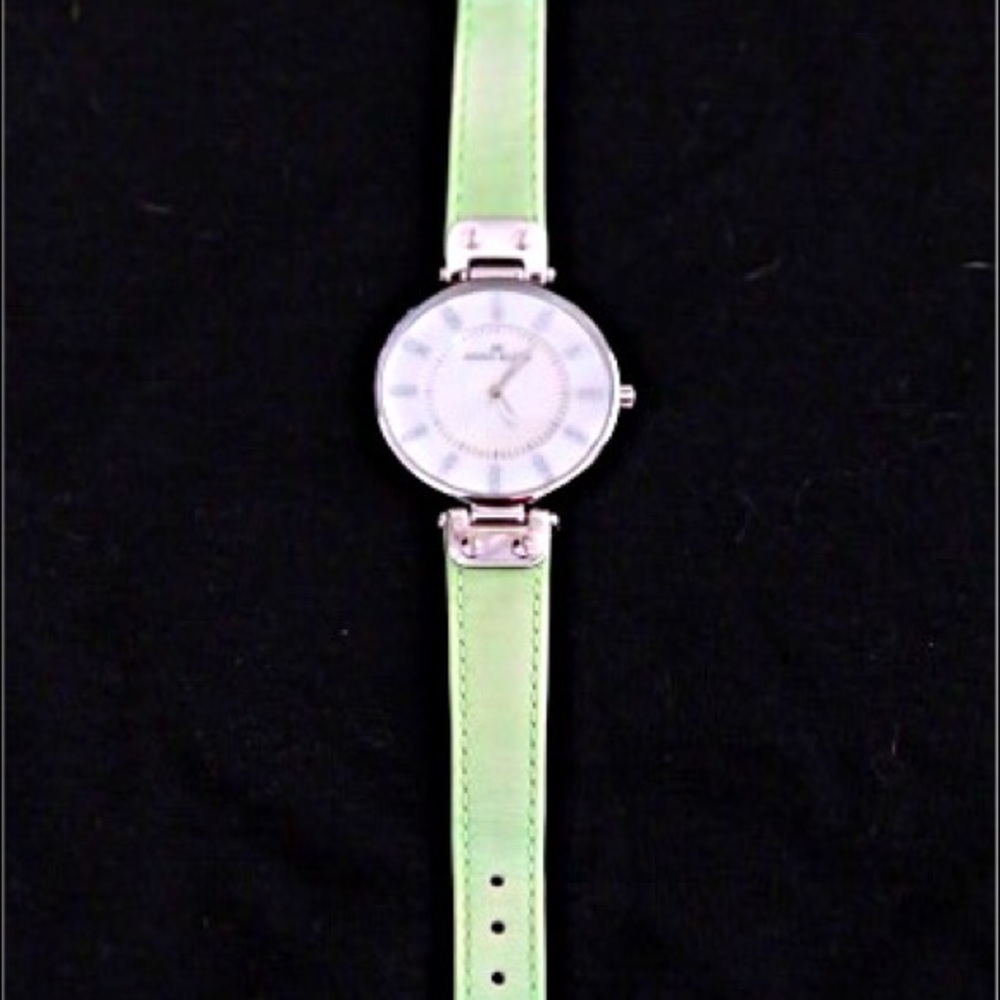 Ann Klein Watch with leather peridot green strap