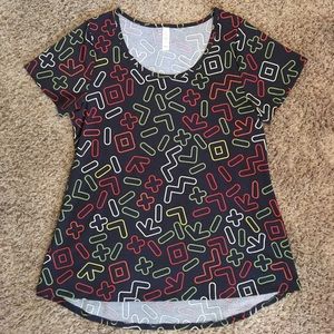 LulaRoe Classic T Navy with Geometric Print