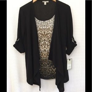 NWT Dana Buchman open cardigan w attached shirt