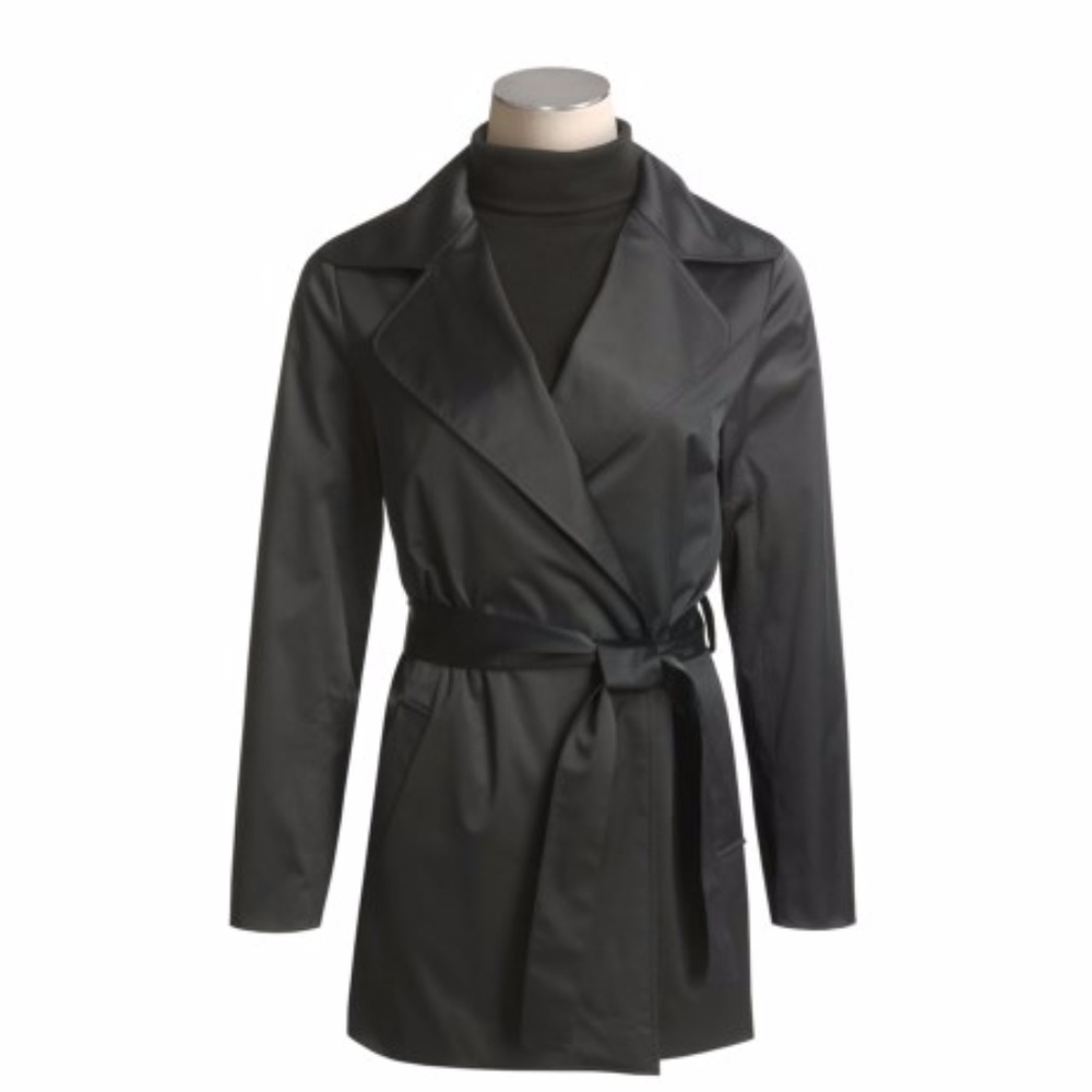 Joan Vass Luxury Belted Trench Coat Formal Wrap