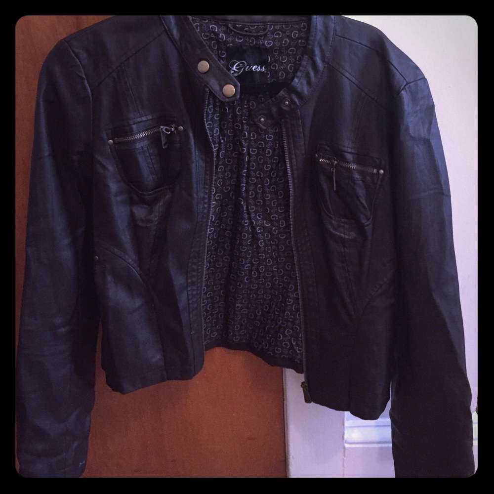 Guess Dark Brown (Faux) Leather Jacket
