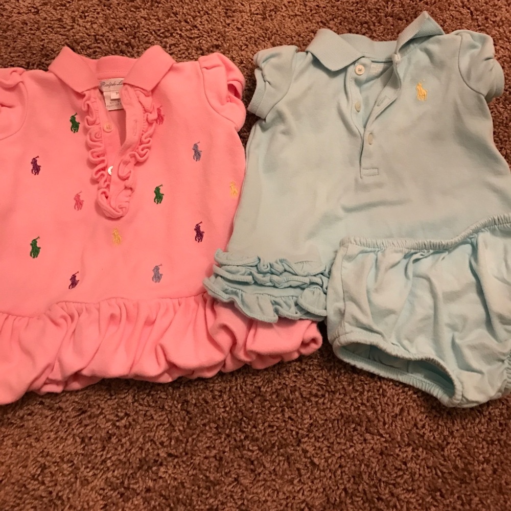 Ralph Lauren polo 2 polo dresses one teal one pink