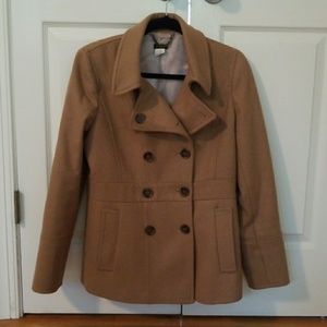 J Crew Tan Wool Pea Coat Size 8